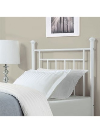 Twin size White Metal Headboard with Simple Lines and Decorative Finals