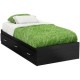 Twin size Black Platform Bed Frame with With 3 Storage Drawers