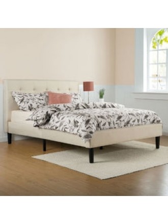 Full size Taupe Beige Upholstered Platform Bed Frame with Headboard