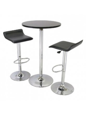 3 Piece Modern Dining Set with Bistro Table and Two Stools