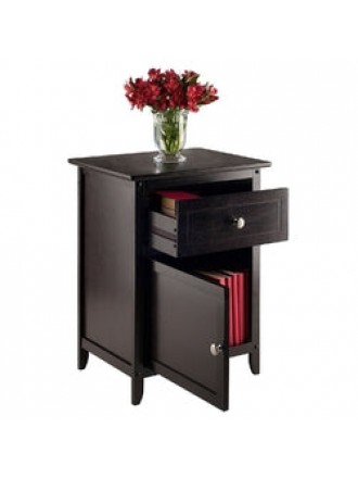 Espresso Wood End Table Nightstand Accent Table