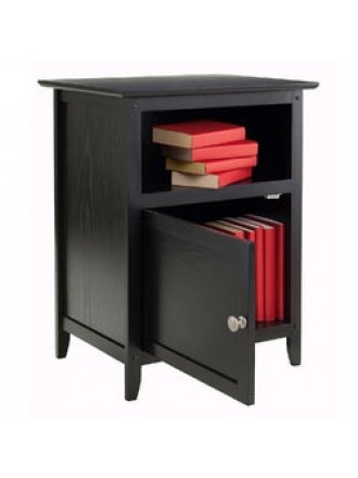 Black Shaker Style End Table Nighstand with Shelf