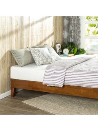 Twin size Low Profile Wooden Platform Bed Frame in Cherry Finish
