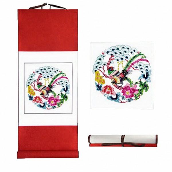 Chinese Traditional Ideas Paper-Cut Adornment Picture(Chook and Peony)