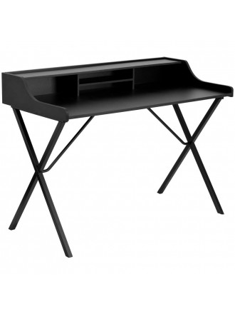 Computer Desk with Top Shelf Black Laminate Top/Black Frame