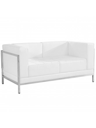 HERCULES Imagination Series Contemporary Leather Loveseat with Encasing Frame