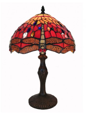 Tiffany Style Red Dragonfly Table Lamp