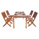 Balthazar Rectangular  Eucalyptus Wood Table & Arm Chair Outdoor Dining Set 4