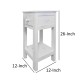 Rough Sawn Textured Wooden Side Accent Table With Drawer, Antique White