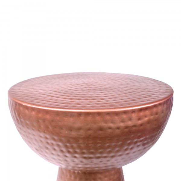 Hammered Textured Iron Stool with Pedestal Base , Copper