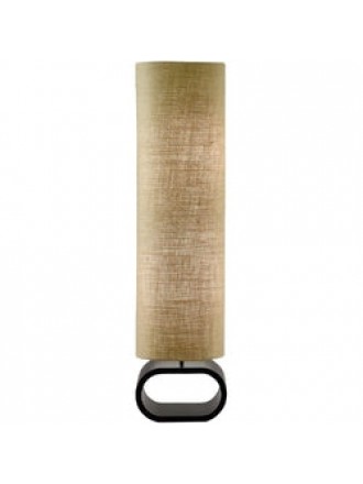 Cylinder Shape Medium Brown Burlap Floor Lamp with Bent Wood Base