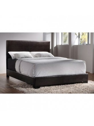 Queen size Dark Brown Faux Leather Upholstered Bed with Headboard