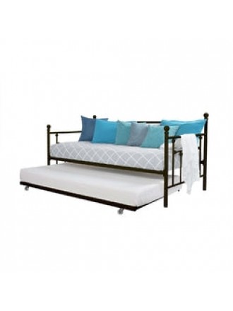 Twin size Metal Daybed with Pull-out Trundle Bed in Bronze Finish
