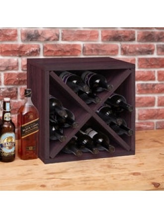 Stackable 12-Bottle Wine Rack in Espresso Brown Wood Finish