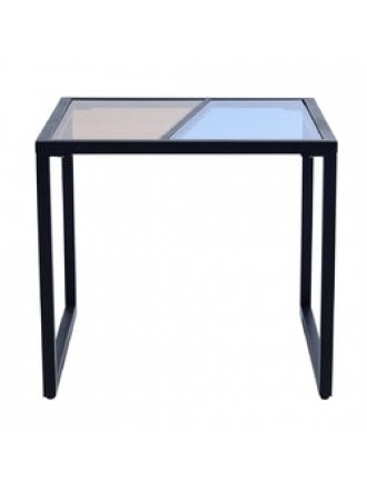 Modern Metal Frame End Table Nightstand Side Table with Tempered Glass Top