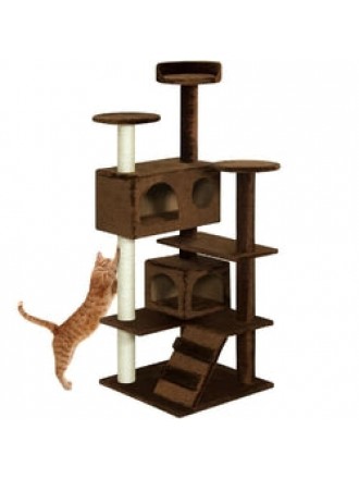Brown 53 Inch Large Cat Tree Scratcher Condo