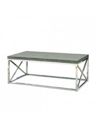 Modern Coffee Table with Chrome Metal Frame and Dark Taupe Wood Top