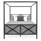Queen size 4-Post Canopy Bed Frame in Black Metal Finish