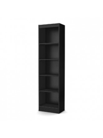 5-Shelf Narrow Bookcase Black Finish