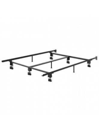 Twin size Heavy Duty Metal Bed Frame with Wheels and Headboard Brackets