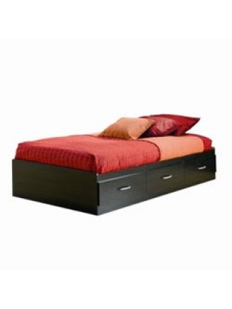 Black Onyx Twin-Size Platform Bed with 3 Spacious Drawers