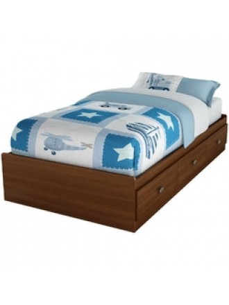 Twin size Cherry Finish Platform Bed with 3 Storage Drawers