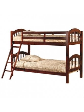 Twin over Twin Bunk Bed with Arch Headboard Footboard in Cherry